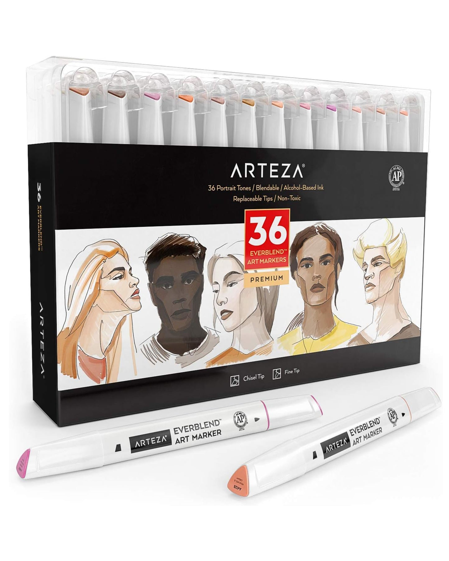 36 Marcadores de Alcohol Arteza EverBlend Tonos Piel