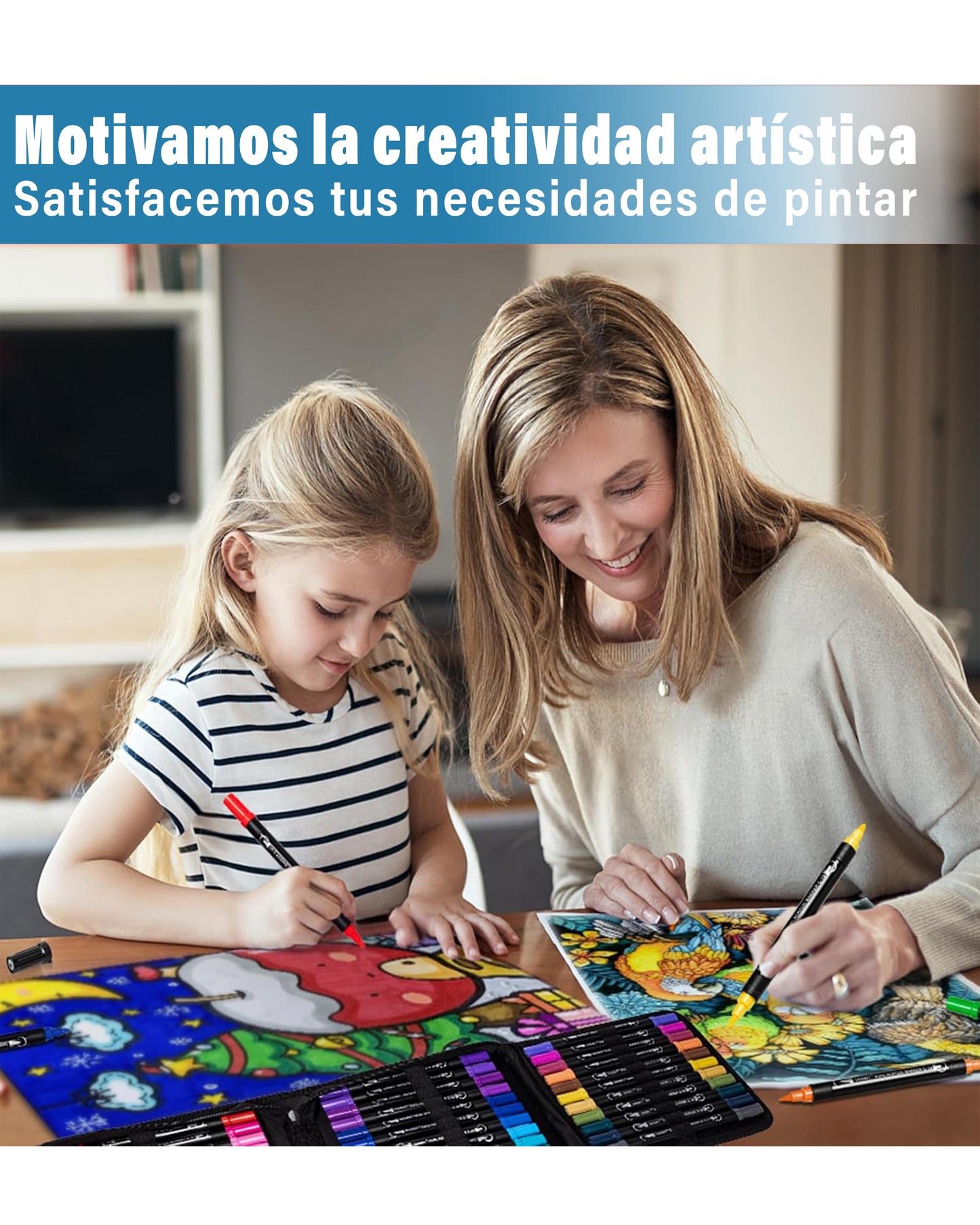 48 Marcadores de Pintura Acrílica doble punta Pincel y Fina