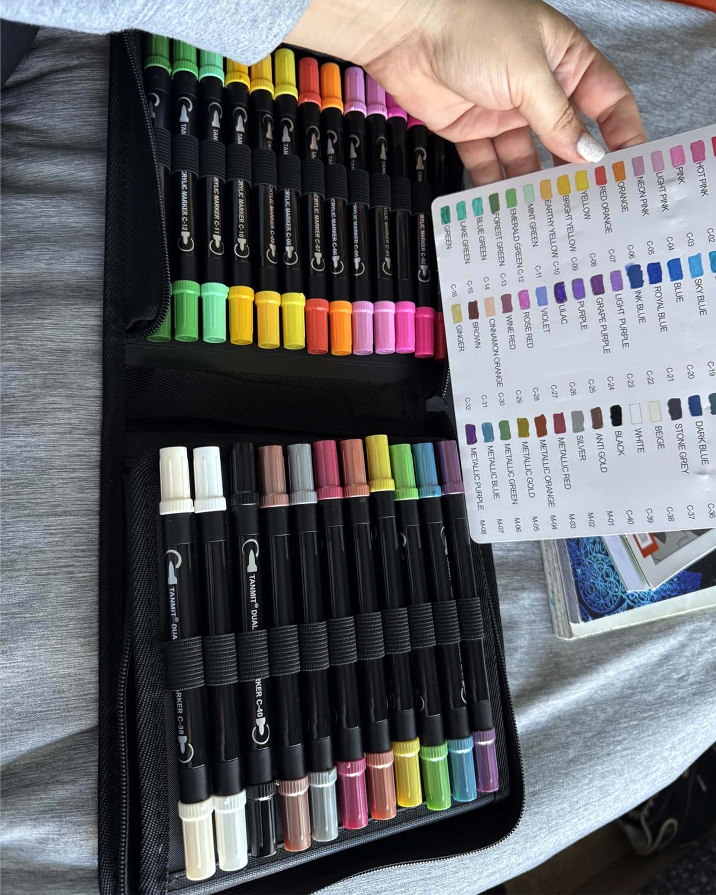 48 Marcadores de Pintura Acrílica doble punta Pincel y Fina