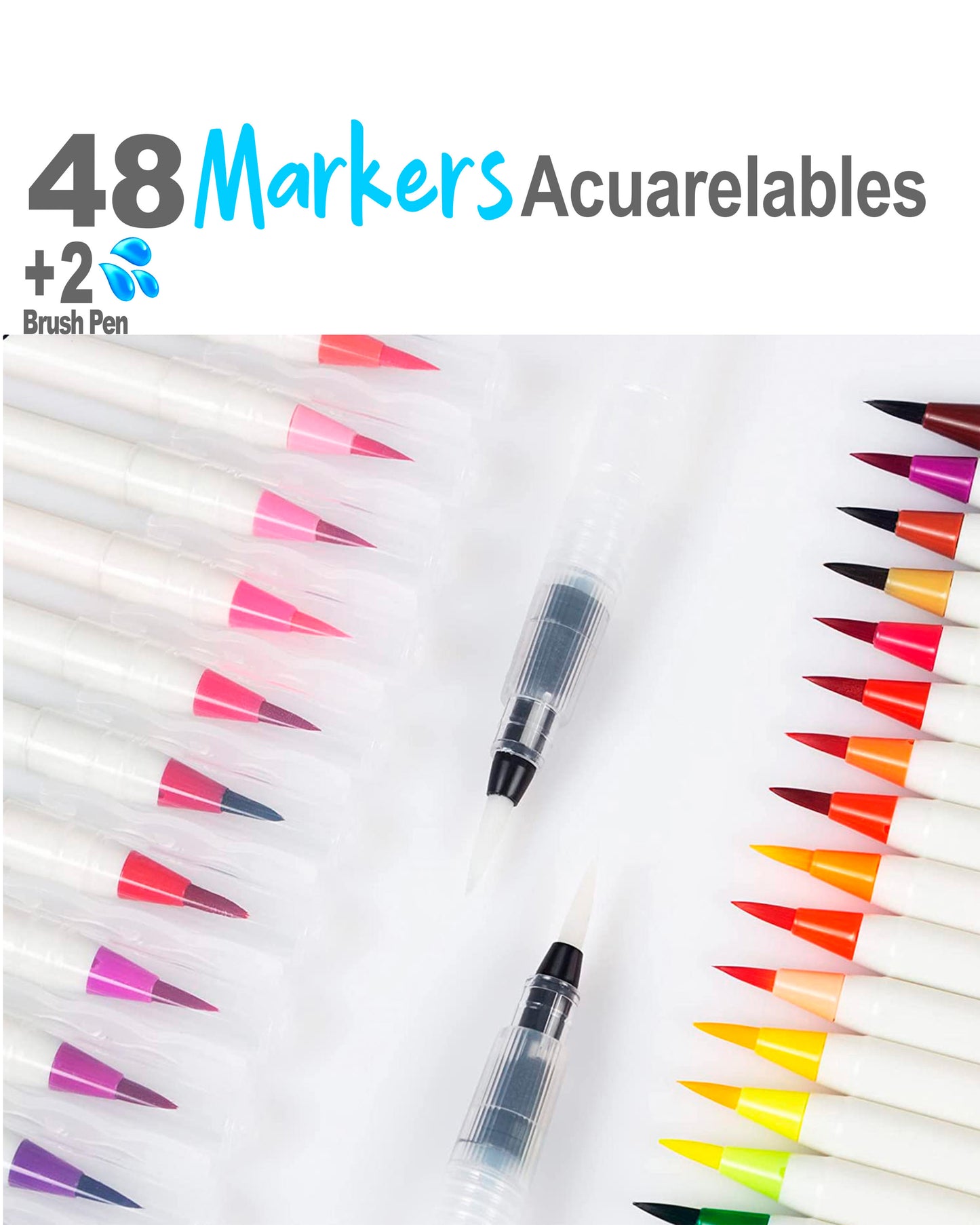48 Marcadores Acuarelables + 2 pinceles de agua