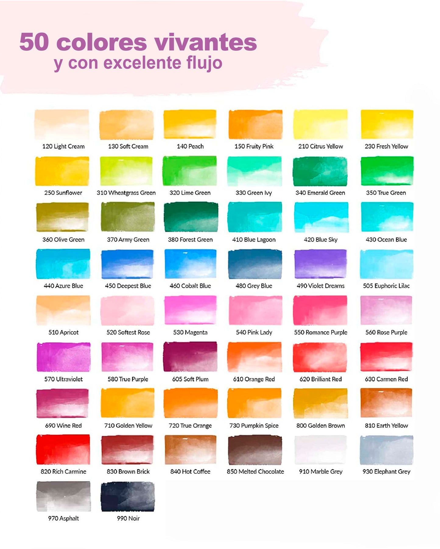 50 Marcadores de Acuarela punta de Pincel + Estuche
