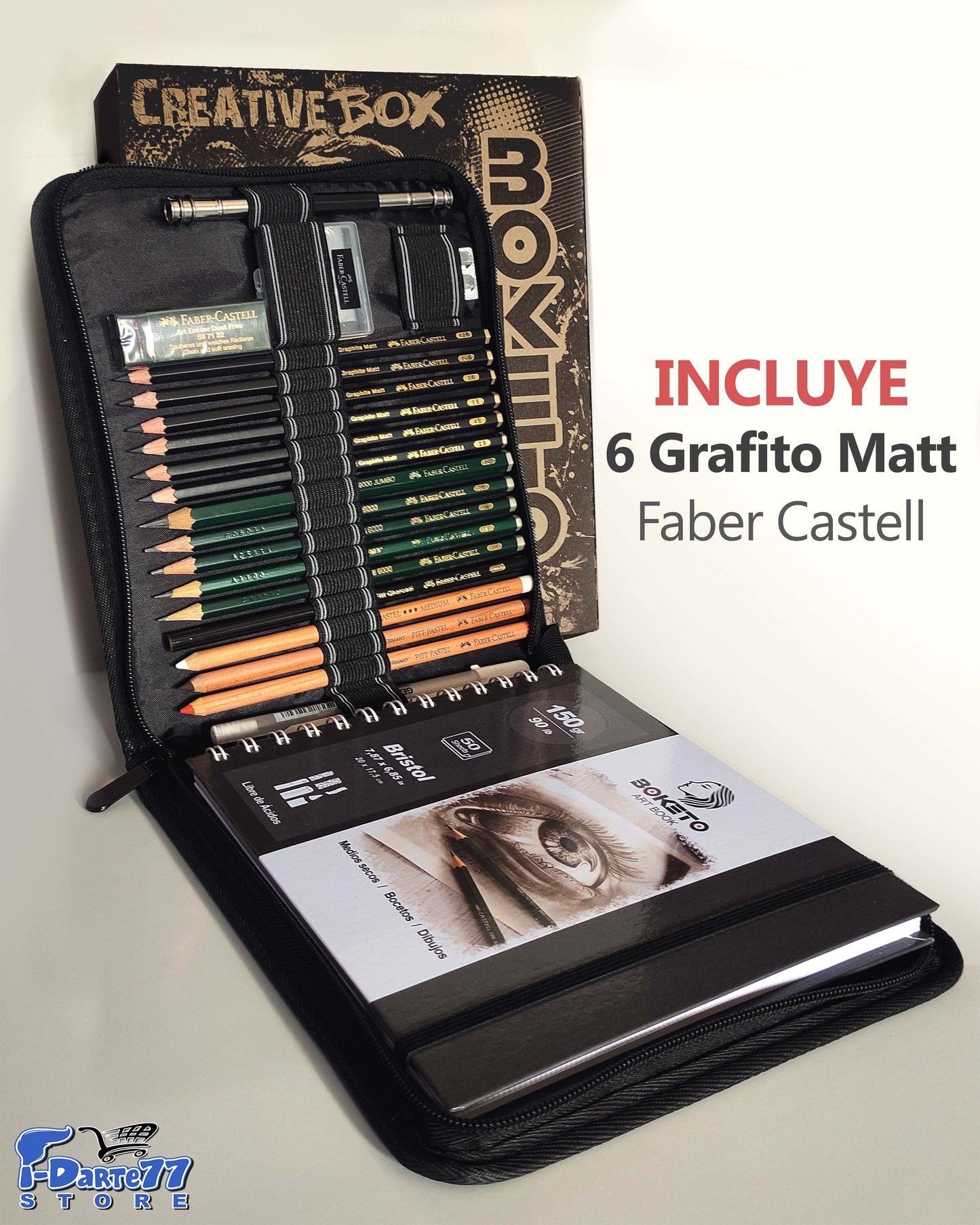 Tu estudio de arte portátil Sketch Box de Dibujo Artístico Profesional de 24 piezas