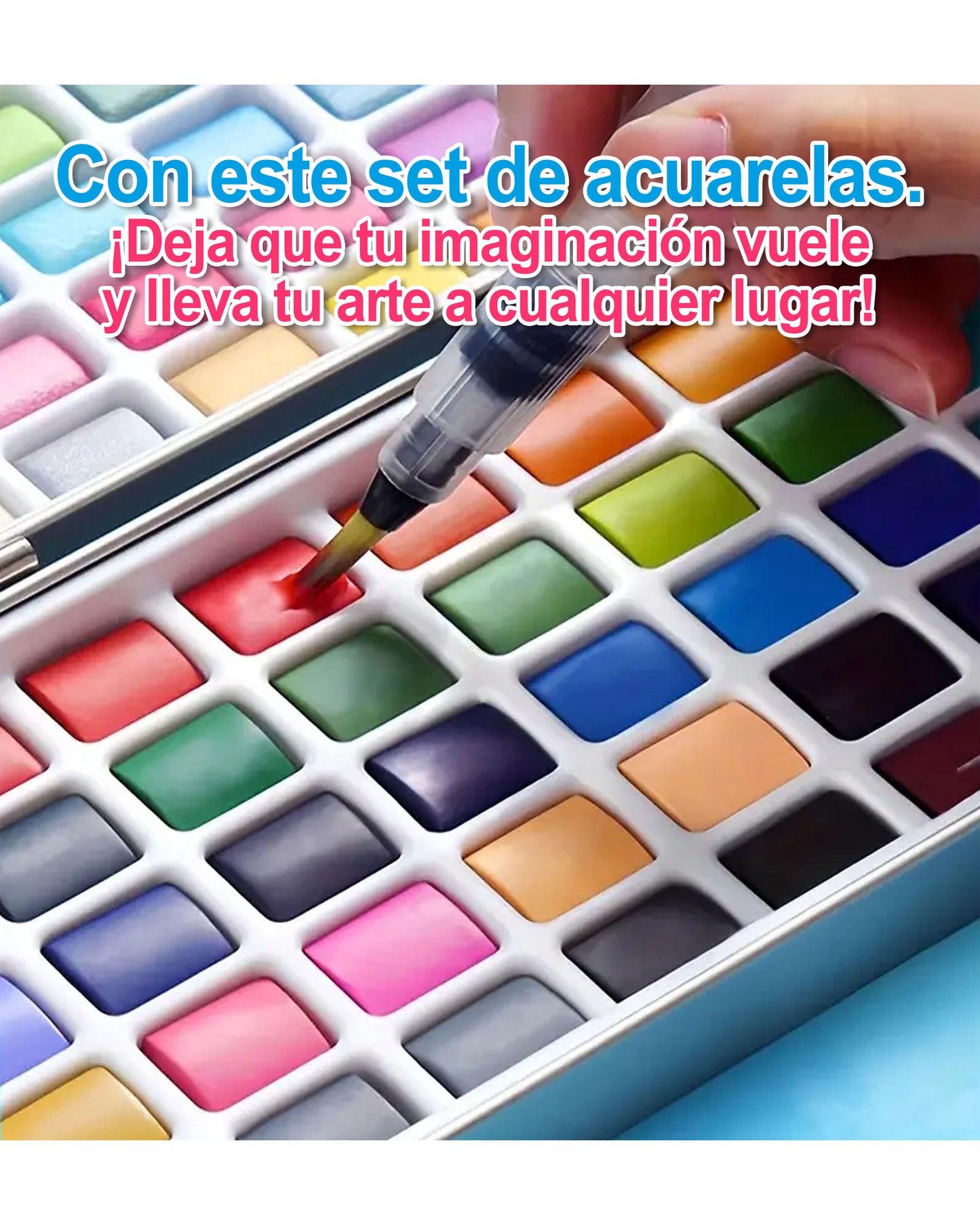 Set de Acuarelas de 90 Colores + 1 Pincel Caja Metálica