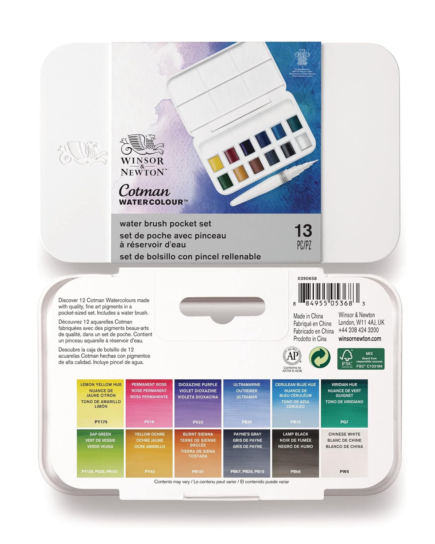 Acuarelas Winsor & Newton + pincel de agua