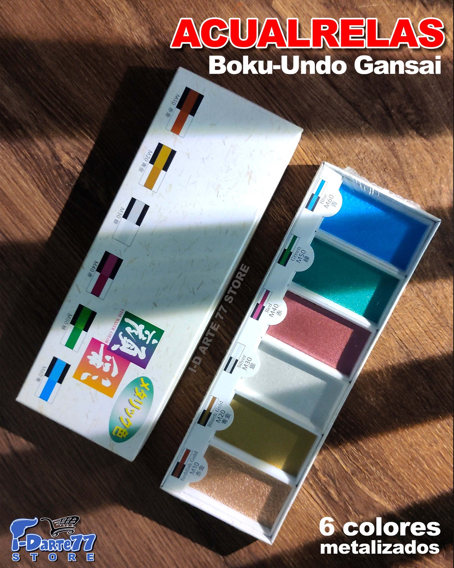 Acuarelas Japonesas Boku-undo Gansai de 6 Tonos Metálico