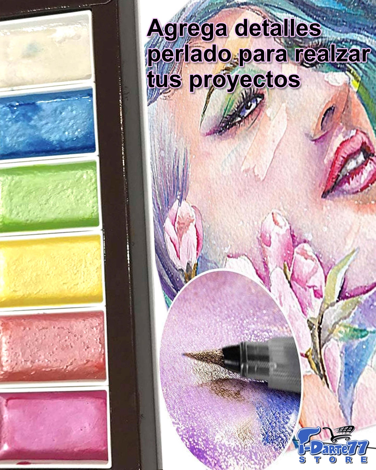 6 Acuarelas Metálicas Kuretake Gansai Tambi