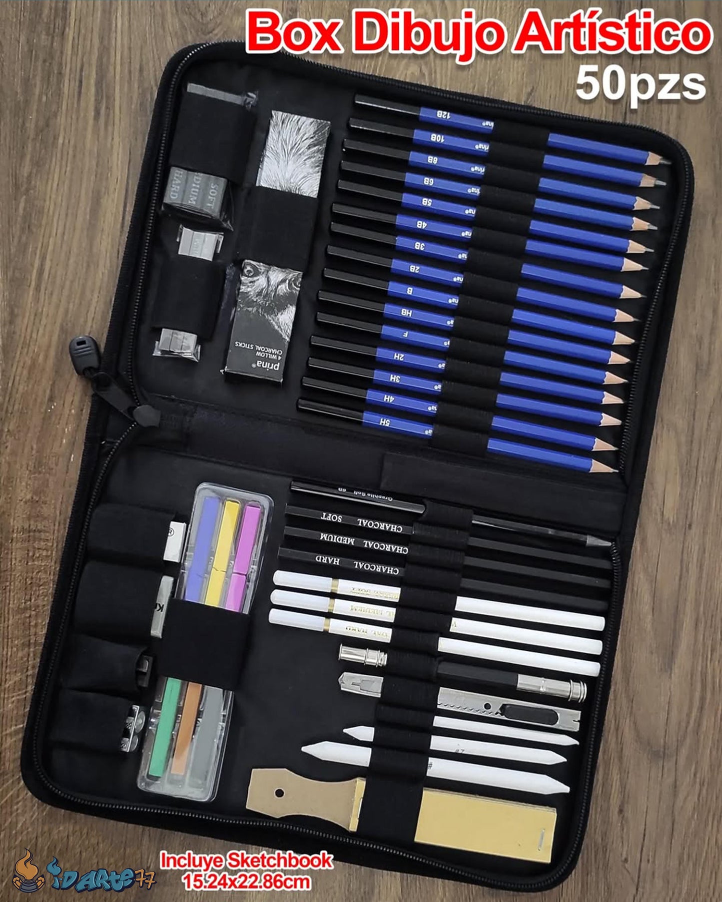BOX ARTÍSTICO de 50 Piezas con Estuche y Sketchbook