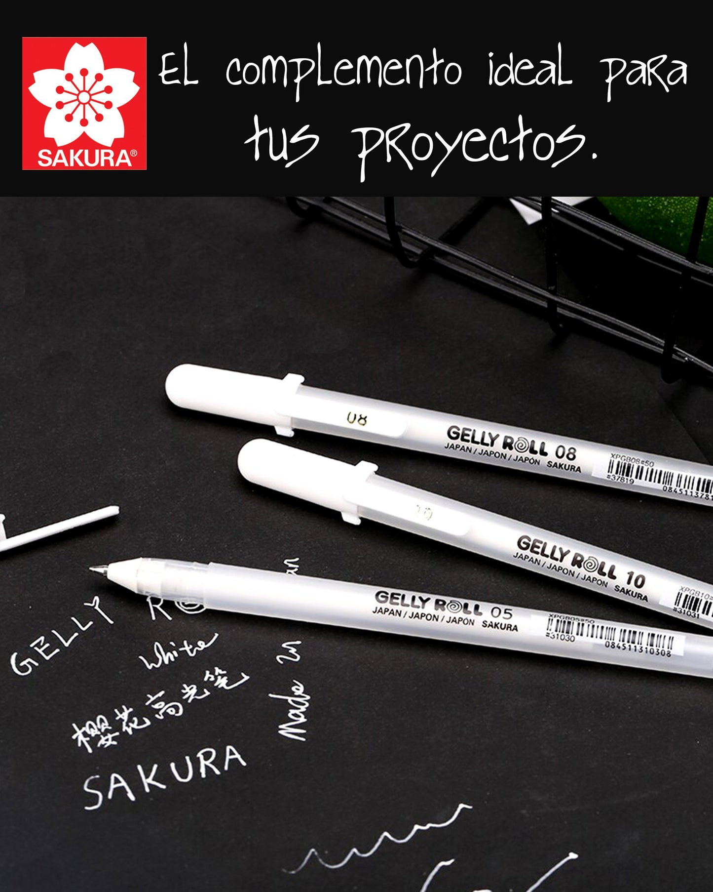 3 Bolígrafos de Gel Blanco Sakura Gelly Roll Basic White