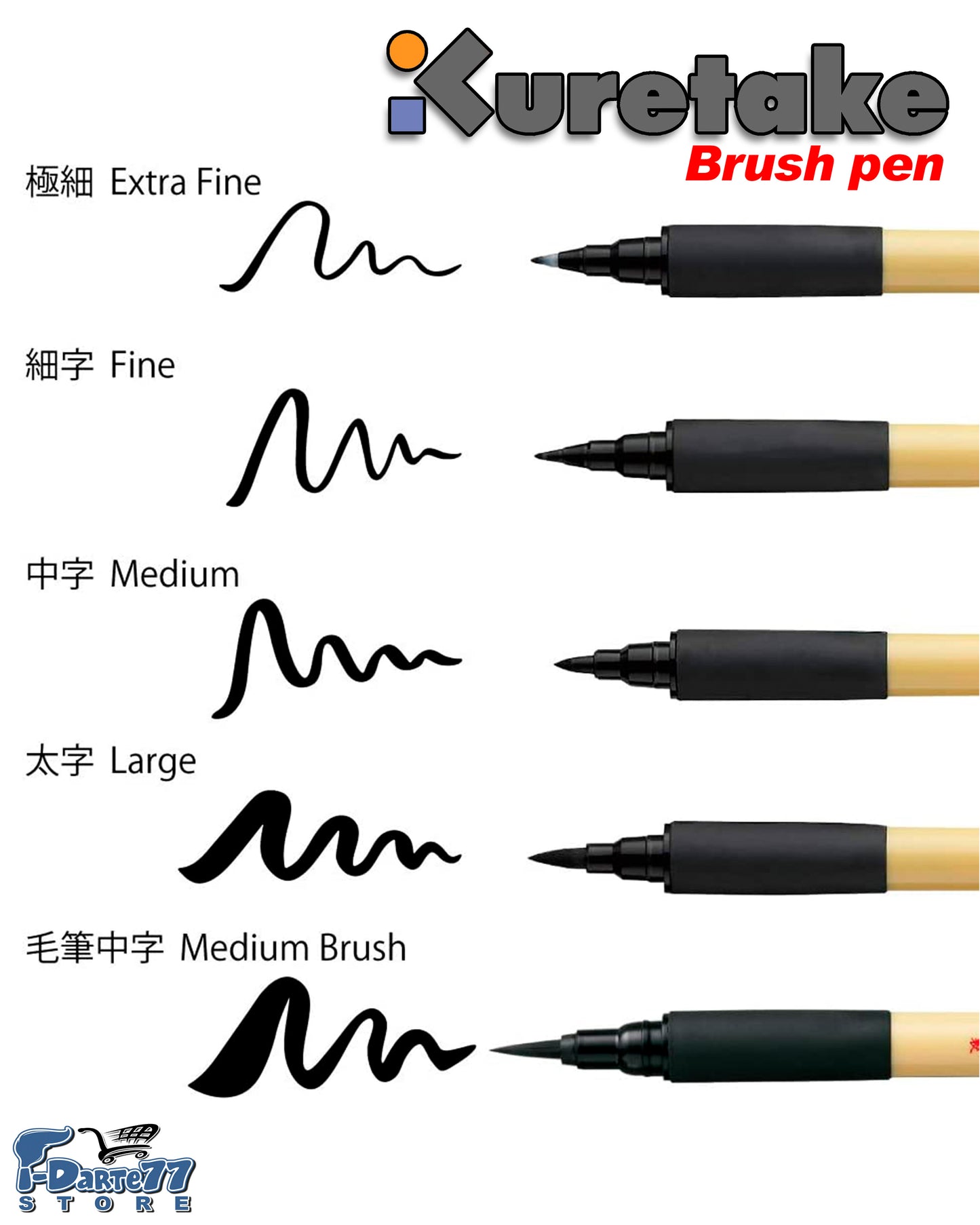 5 Marcadores Kuretake Bimoji Brush Para Manga Anime Cómic