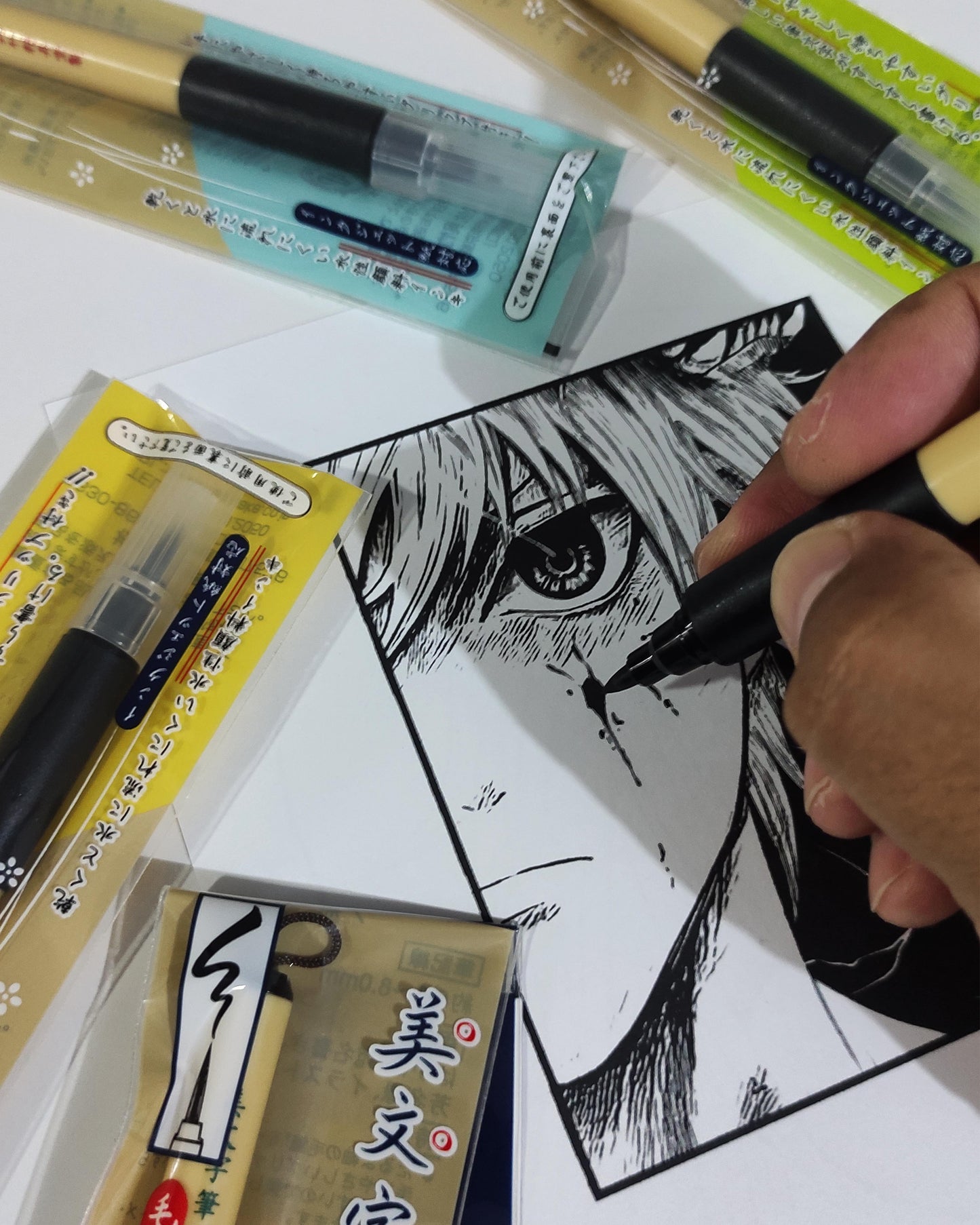 5 Marcadores Kuretake Bimoji Brush Para Manga Anime Cómic