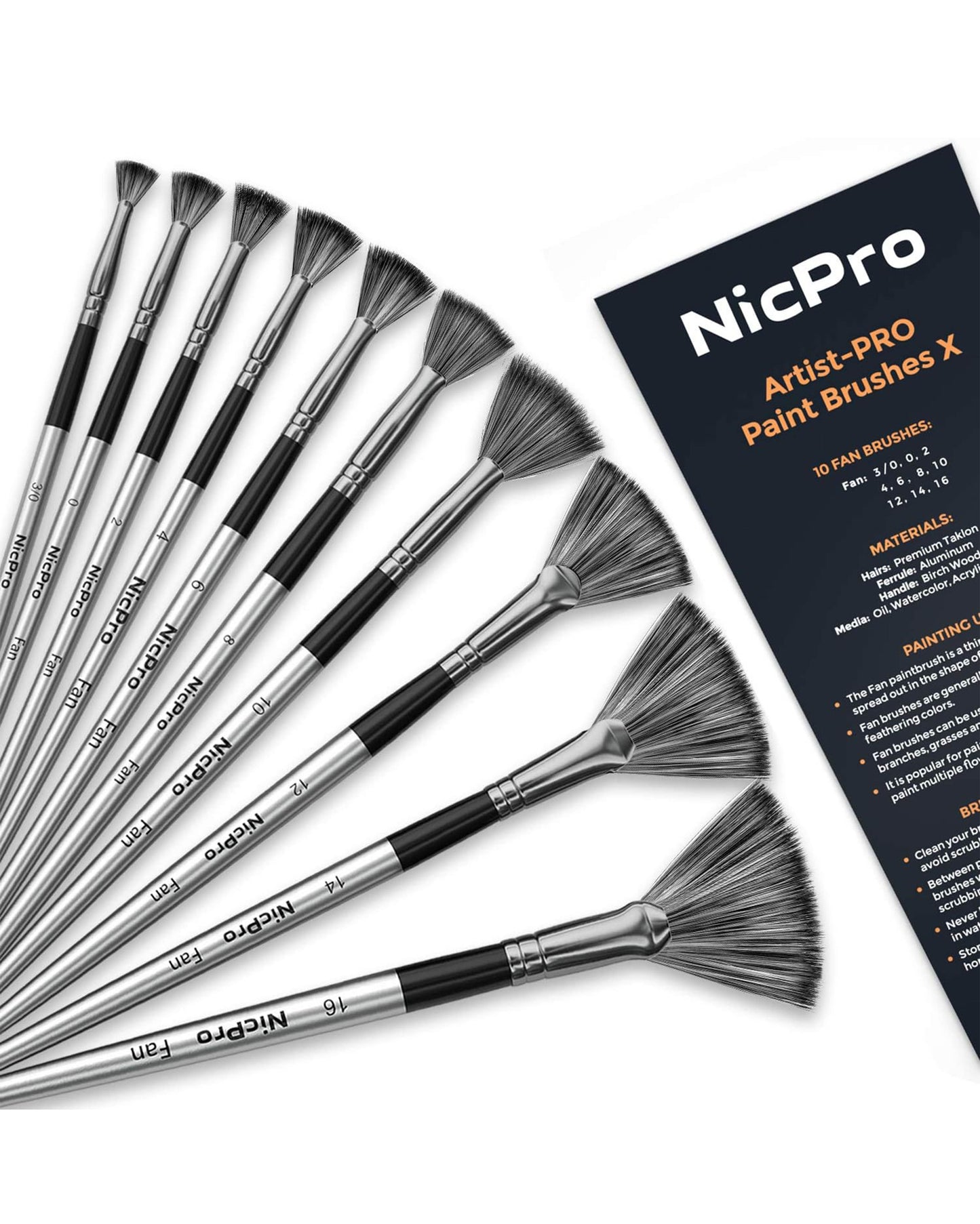 Nicpro 10 Pinceles Abanico