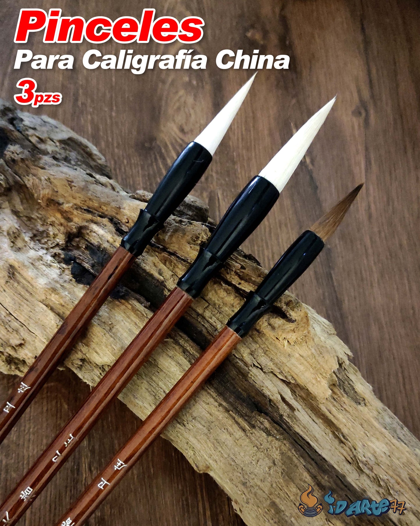 3 Pinceles para Caligrafía China Sumi