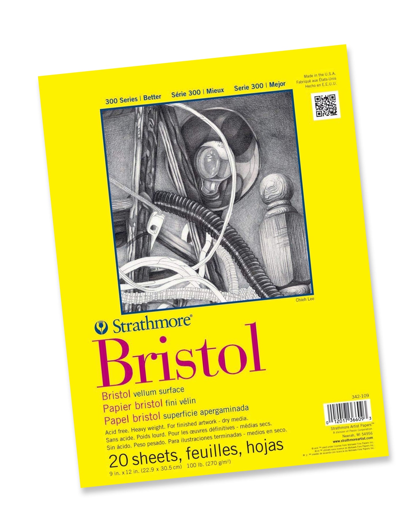 Bloc Strathmore Serie 300 Bristol Vellum Surface 22.9 x 30.5 cm – 270 g/m²