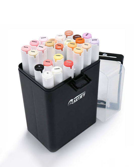 24 Marcadores Artify Tonos Skin Base de Alcohol Doble Punta
