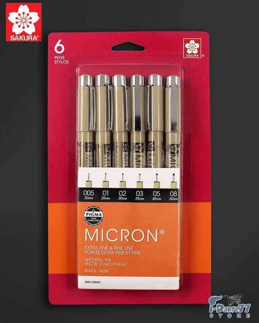 6 Rotuladores Sakura Pigma Micron