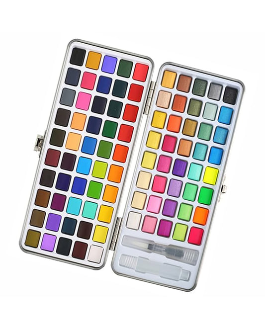 Set de Acuarelas de 90 Colores + 1 Pincel Caja Metálica