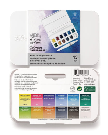 Acuarelas Winsor & Newton + pincel de agua