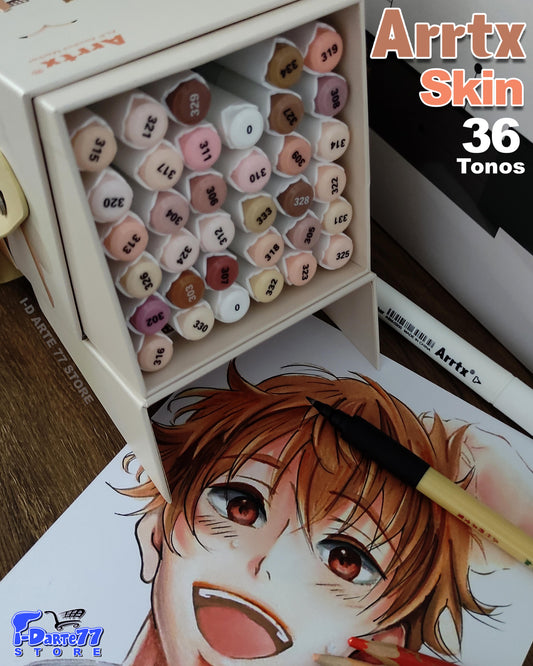36 Marcadores Arrtx Tonos Skin puntas Bisel y Fina