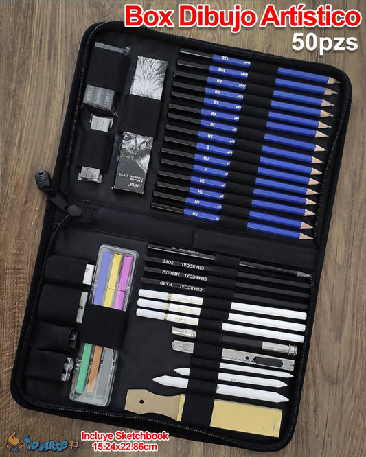 BOX ARTÍSTICO de 50 Piezas con Estuche y Sketchbook