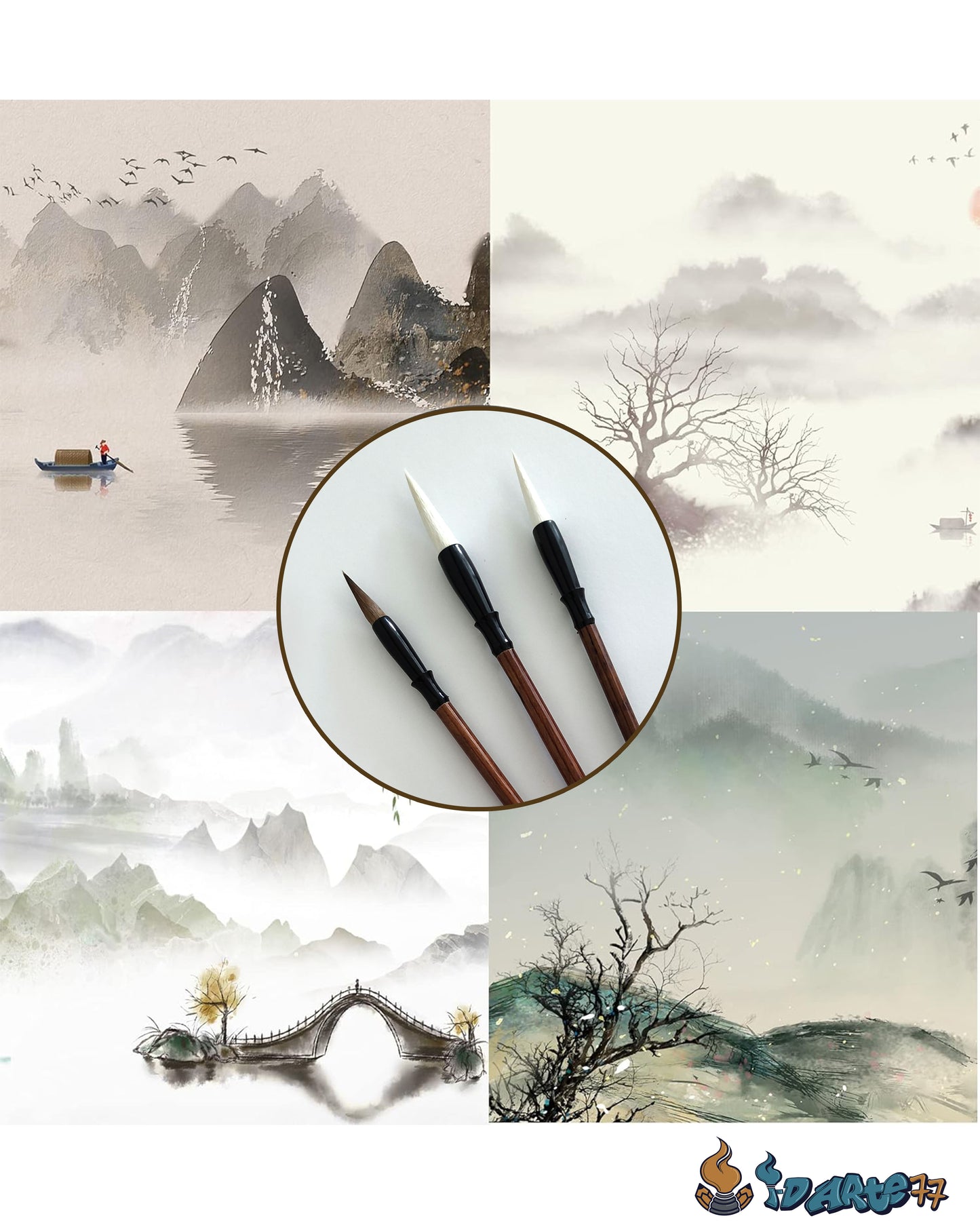 3 Pinceles para Caligrafía China Sumi